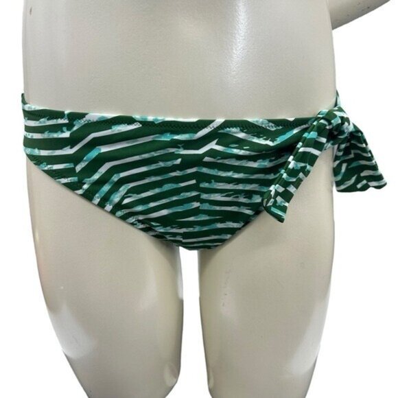 Aerie American Eagle M Side Tie Bikini Green Mod Stripe Print Real Good Swim - Picture 6 of 11